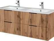 welltime Doppelwaschtisch Trento, verschiedene Ausführungen und Farben, Badmöbel in Breite 120 cm, 2 Doppel-Waschbecken zur Auswahl