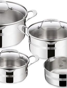 Tefal Topf-Set E311S7 Jamie Oliver Cook Smart, Edelstahl (Set, 7-tlg., 1x Stielkasserolle 16 cm, je 1x Kochtopf 16/20/24 cm), Edelstahl-Topfset by Jamie Oliver, alle Herdarten, Induktion