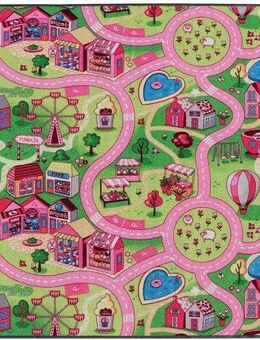 Primaflor-Ideen in Textil Kinderteppich SWEET CITY, Made in Belgium, rechteckig, Höhe: 5 mm, Straßen-Spiel-Teppich, Straßenbreite ca. 9 cm, Kinderzimmer