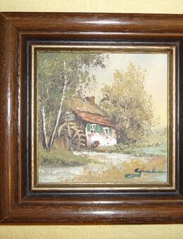 zertifiziertes Original-Ölgemälde "Mühle" von Maler Dave Geukens - Wallgau