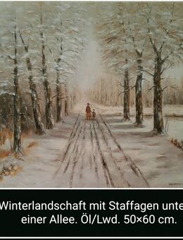 Winterlandschaft mit Staffagen unter Allee. - Nürnberg
