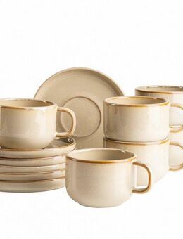 MÄSER Tasse Kaffeetassen-Set Cordelia, aus Steinzeug, 12-tlg., Steinzeug, 12er Set, bestehend aus 6 Tassen und 6 Untertassen