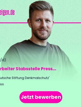 Mitarbeiter (m/w/d) Stabsstelle Presse / Denkmalkunde - Bonn