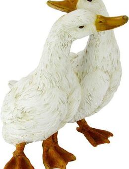 I.GE.A. Dekoobjekt Gänsepaar, 2er Set 3 Küken Balkon Deko Wintergarten Teich Garten Tierfigur