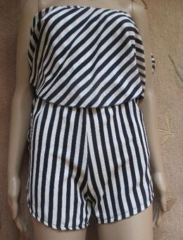 NEU mit ETIKETT * Maritim * Navy * Marine * Sailor * Style * Streifen * Volant * Kurz * Short * Off Shoulder * Schulterfrei * Bustier * Einteiler * Anzug * Overall * Jumpsuit "OSCAR WHO?!" Gr. 34- 36/ XS- S * dunkel- blau * weiß * - Riedlingen