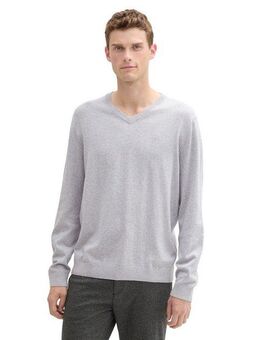 TOM TAILOR V-Ausschnitt-Pullover mit kleiner Logo-Stickerei