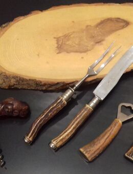 Tranchierbesteck, Flaschenöffner, Schnapsausgießer mit Horngriff - Hamburg