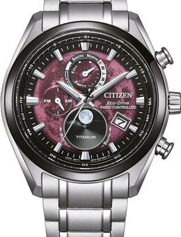 Citizen Funkchronograph Tsuki-yomi BY1018-80X, Armbanduhr, Herrenuhr, Solar, Titan, Stoppfunktion, Mondphase