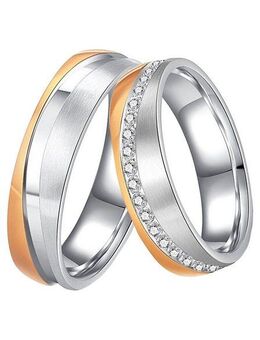DOOSTI Trauring Schmuck Geschenk Edelstahl Trauring Ehering Partnerring LIEBE, wahlweise mit oder ohne Zirkonia