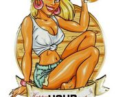 Schönes Blechschild Happy Hour Pin Up Girl Bar - Berlin