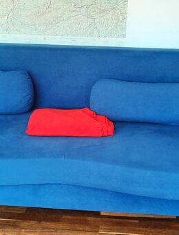 blaues Schlafsofa m. Velourstoff, h77 x b190 x Sitztiefe 75xL 200 - Memmingen