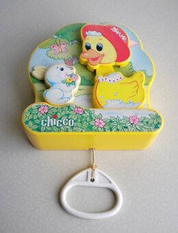 Chicco-Spieldose,Ente,Hase mit Aufziehfunktion,Melodie,Alt - Linnich