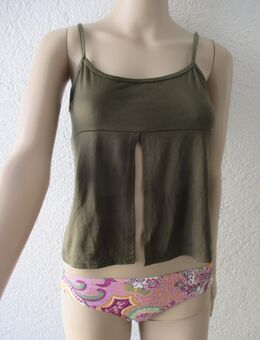 NEU * Seidig * DESIGNER * Kurz * Corp * Bauchfrei * Spaghetti- Träger * Top * T- Shirt * Gr. 36- 38/ S * khaki- oliv- grün * - Riedlingen