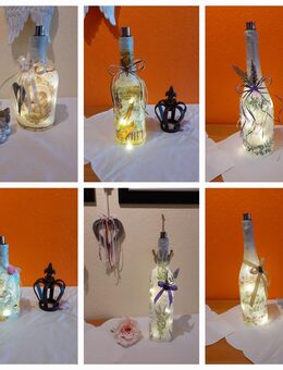 %% ... Glas Lichtflasche Engel Musik Lavendel Alice im Wunderland Lieblingsmensch schön das es dich gibt LED Lichterkette Batterie - Rheinbach
