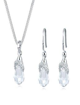 Elli Schmuckset Tropfen 925 Silber, mit Kristallen von Swarovski®