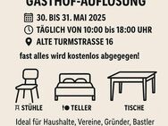 Möbel, Tische und Stühle, viel Geschirr (Teller, Gläser, Tassen usw. - Aldenhoven