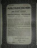 039 Auslosungsschein Leipzig 1930 25,00 Reichs Mark, selten, Rar in 58509