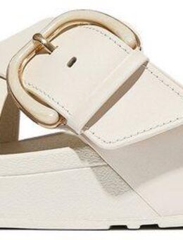 Fitflop LULU RESIN-BUCKLE LEATHER CROSS SLIDES Pantolette Plateauschuh, Sandale in schmaler Form