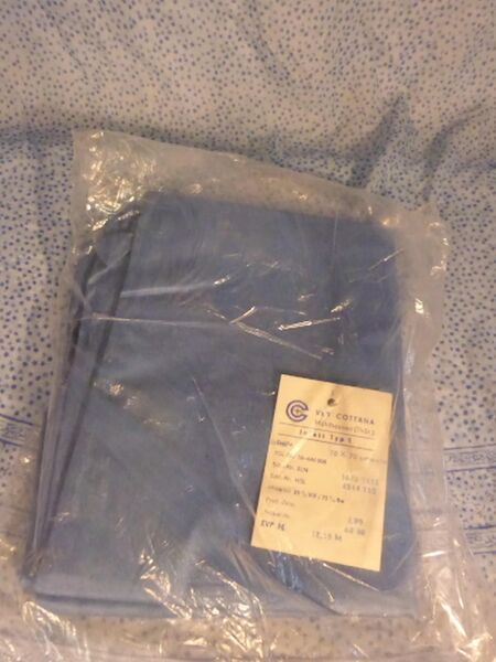 Inlett Typ 1 schwefelblau Kopfkissen & Bettdecke DDR / VEB Cottana 1980er Jahre - Zeuthen