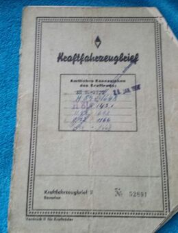 Kraftfahrzeugbrief entwertet. Aus Nachlass - Kassel Brasselsberg