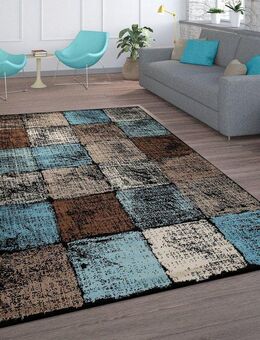 Paco Home Läufer Metro 155, rechteckig, Höhe: 12 mm, Teppich-Läufer, Kurzflor, modernes Karo-Muster