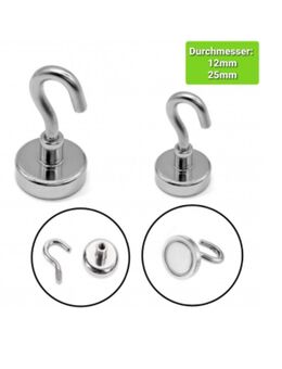 Hakenmagnet Ösenmagnet Topfmagnet Starke Magnet mit Haken Ø 25mm und 12mm Durchmesser 6,90€* - Villingen-Schwenningen