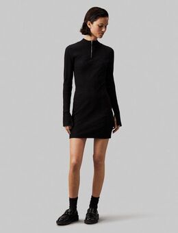 Calvin Klein Jeans Minikleid VARIEGTAED RIB HALF ZIP LS DRESS mit Reißverschluss