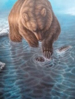Kunstgemälde "Grizzly" Airbrush,Acryl auf Holz - Reinsdorf (Sachsen)
