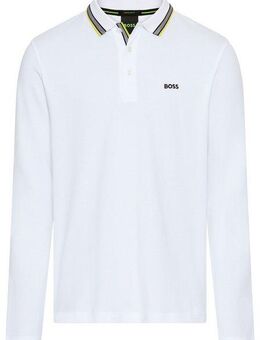 BOSS GREEN Langarm-Poloshirt Plisy mit Streifen am Kragen