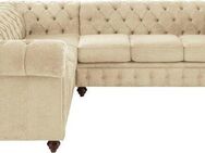 Home affaire Chesterfield-Sofa Duc Ecksofa L-Form, hochwertige Knopfheftung im Rücken, Samtoptik mit changierender Optik