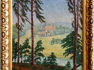 Ölgemälde HANS FRIEDRICH (1887), Wald-Blick auf ferne Burg 1922! - Berlin