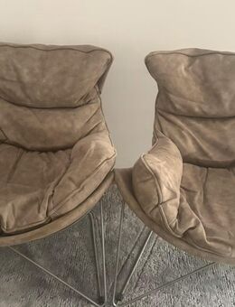 2 KAWOLA Sessel FINA Polstersessel Metallgestell Microfaser beige - München