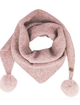 MAXIMO Dreieckstuch, Materialmix, gestrickt, mit Fake-Fur-Bommeln