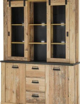 Home affaire Buffet SHERWOOD Holz Dekor, mit Scheunentorbeschlag und Apothekergriffen, Breite 133cm