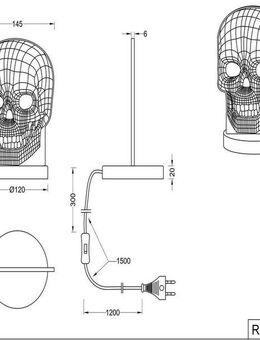 Reality Leuchten LED Tischleuchte Skull, Farbwechsel, LED fest integriert, Farbwechsler, Tischlampe, Totenkopf Design, Acrylplatte, Lichtfarbe einstellbar