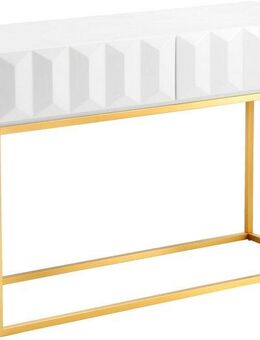 Leonique Konsolentisch Alais, in 3D-Optik, mit zwei Schubladen und goldfarbenem Gestell