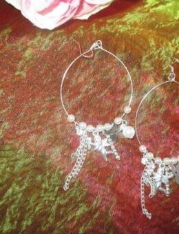 NEU * DESIGNER * Perlen * Glitzer * Strass * Kristalle * Elfen * Feen * Blumen * Blüten * Flower Power * Romantik * Kreolen * Creolen * Ohrringe * Ohrhänger * Silber * - Riedlingen