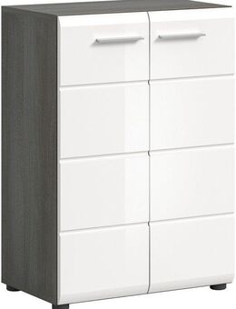 INOSIGN Kommode Rumba, Breite 60cm, in Rauchsilber Nachbildung/ Weiß Hochglanz, Kommode, Sideboard, Schrank