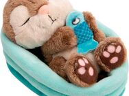 Nici Kuscheltier Sleeping Pets GREEN, Otter mit Fisch 12 cm schlafend im Körbchen blau