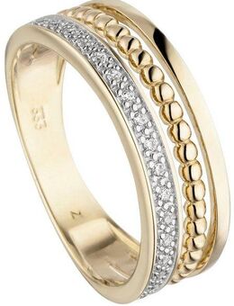 JOBO Fingerring Ring mit 17 Zirkonia, 333 Gold bicolor