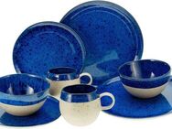 CreaTable Kombiservice Geschirr-Set Deep Blue Sea (8-tlg), 2 Personen, Steinzeug, Service, jedes Stück ist ein Unikat, 8 Teile, für 2 Personen