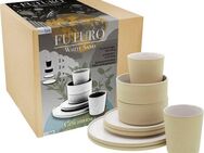CreaTable Kombiservice Futuro (8-tlg), 2 Personen, Steinzeug, Service, je 2 Speiseteller, Dessertteller, Schalen, Kaffeebecher