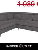 Ecksofa ★ 245x194 cm Federkern Grau Anthrazit Luxus-Microfaser in 50827