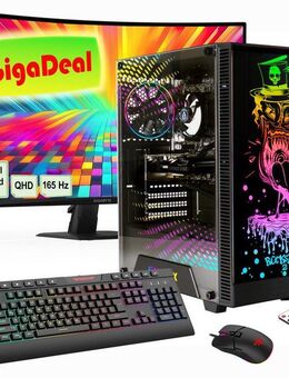 GAMEMAX GigaDeal Gaming-PC-Set Rockstar PC-Komplettsystem (32", AMD Ryzen 5 7500F, RTX 4060, 32 GB RAM, 1000 GB SSD, Windows 11, DDR5 RAM + Gigabyte GS32QC LED-Monitor Curved, 80 cm (32)