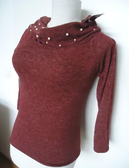 Damen Pullover mit weitem Kragen bestückt mit Perlen - Gr. S - Freilassing