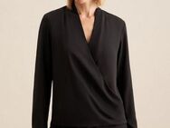 seidensticker Wickelbluse Schwarze Rose Langarm V-Neck Uni
