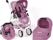 CHIC2000 Kombi-Puppenwagen Emotion All In 3in1, Jeans Pink, inkl. Babywanne, Babyschale und Sportwagenaufsatz