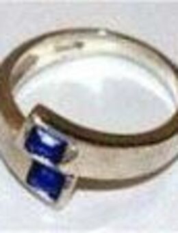 Ring mit zwei leuchtenden blauen Spinellen, 925 Silber, ca. 16,5mm = Ringgrösse 52 - Hamburg Wandsbek