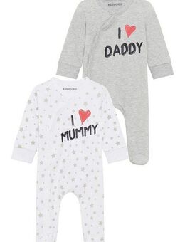 KIDSWORLD Schlafoverall 2er Schlafoveralls: I love Mummy / I love Daddy (Packung, 2-tlg) aus Bio-Baumwolle, Baby-Overalls