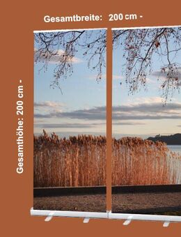 Stimmungsvolles Roll-Up Display im 2er-Set ohne Text: „Abendstimmung am Plattensee“ mit Trostzitat – 200 × 200 cm - Wilhelmshaven Zentrum